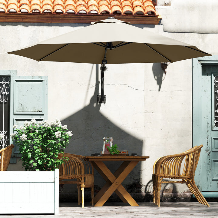 3(m) Wall-Mounted Parasol Shade, with Handle - Khaki