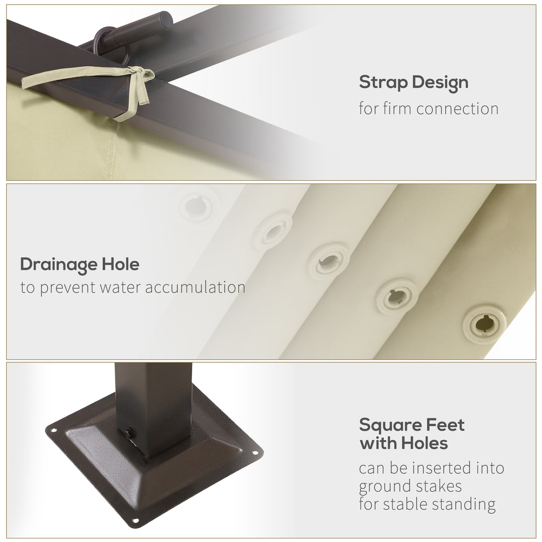 MCL 3.5M X 3.5M Metal Pergola Gazebo Awning Retractable Canopy Outdoor Garden Sun Shade Shelter Marquee Party BBQ, Beige