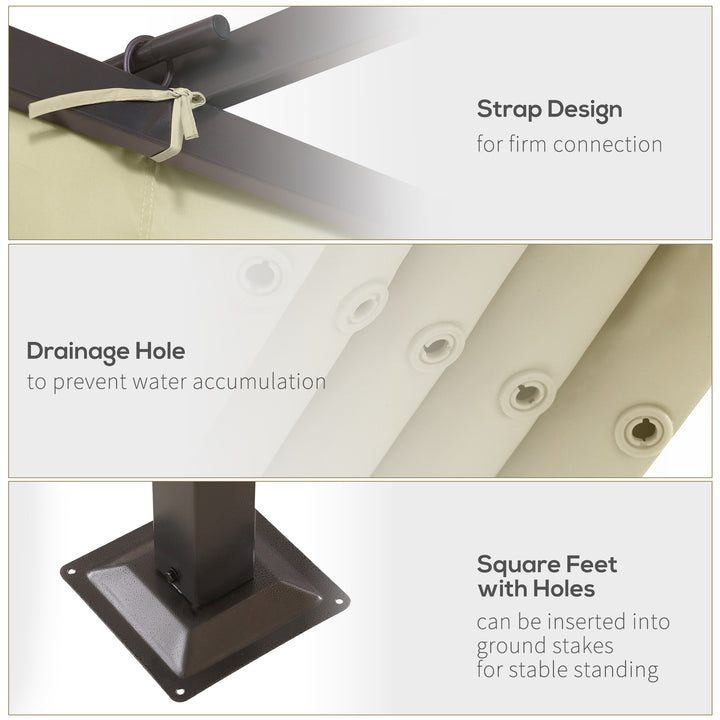 MCL 3.5M X 3.5M Metal Pergola Gazebo Awning Retractable Canopy Outdoor Garden Sun Shade Shelter Marquee Party BBQ, Beige