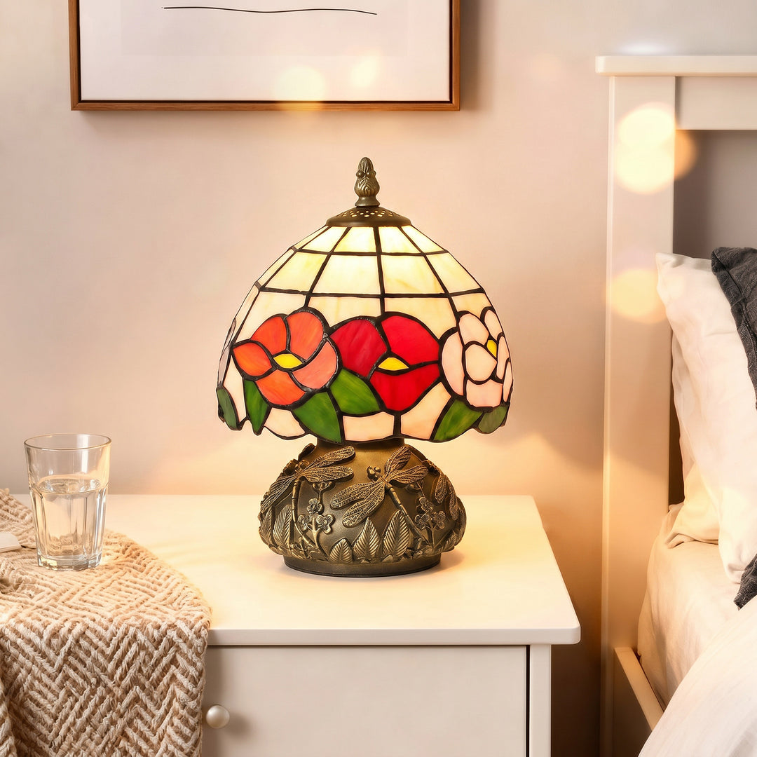 Handcrafted Classic Stained Glass Bedside Lamp, Tiffany-Style Table La