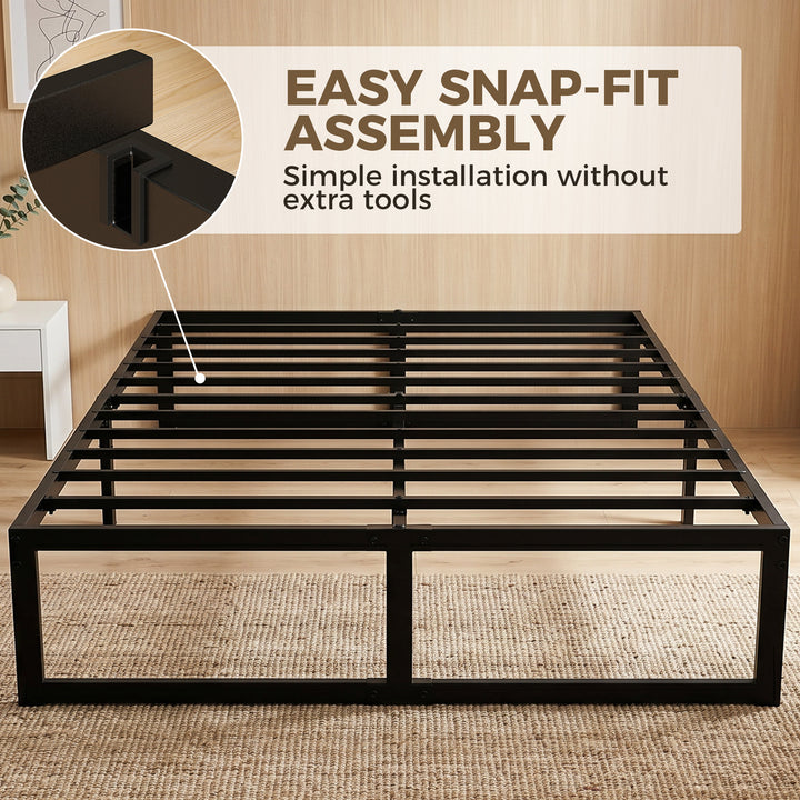4ft6 Double Bed Frame with Underbed Storage and Steel Slat Support, 32
