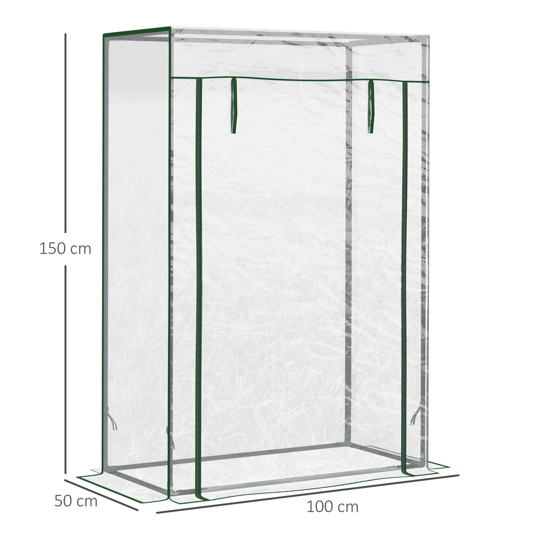 Tomato Greenhouse with Roll-up Door, Mini Greenhouse with PVC Cover, Outdoor Grow House Small Green House for Yard, Balcony, Garden, 100 x 50 x 150cm, Transparent