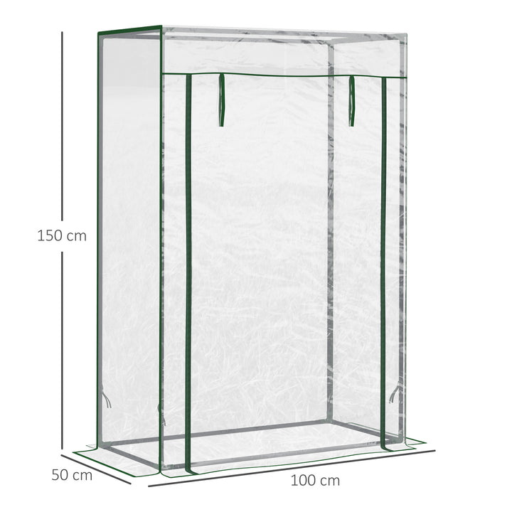 Tomato Greenhouse with Roll-up Door, Mini Greenhouse with PVC Cover, Outdoor Grow House Small Green House for Yard, Balcony, Garden, 100 x 50 x 150cm, Transparent