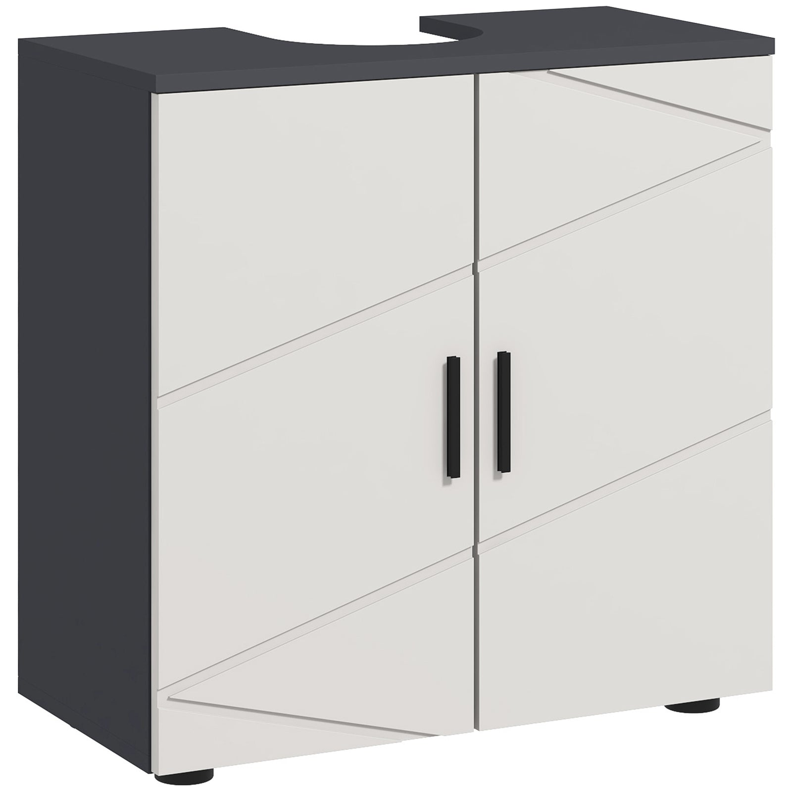 Pedestal Sink Bathroom Cabinet, Bathroom Vanity Unit with 20 x 20cm "U" Cut-Out and Adjustable Shelf, Light Grey