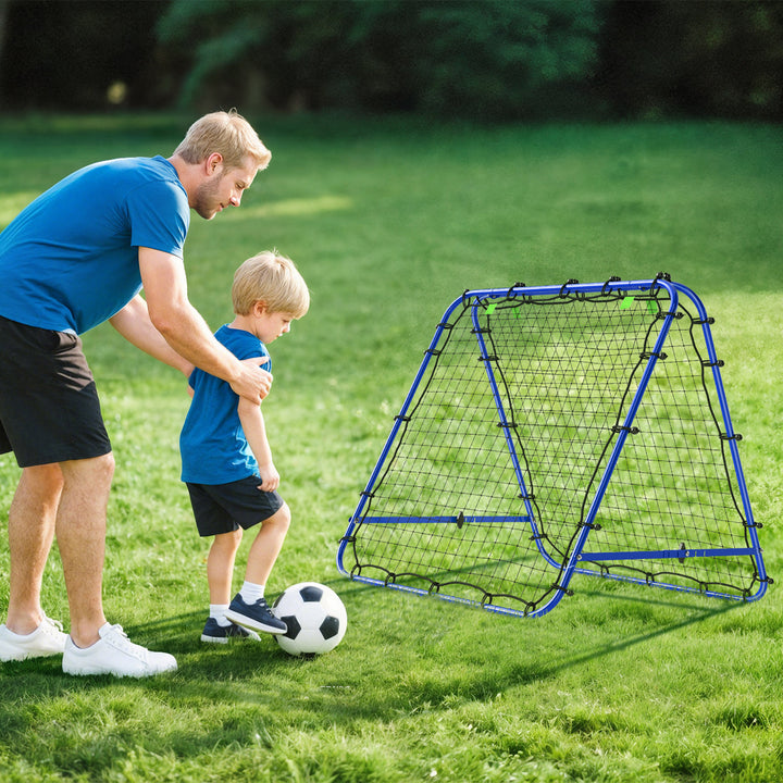 MCL Double Sided Football Rebounder Net, Football Rebound Goal with Five Adjustable Angles, Blue
