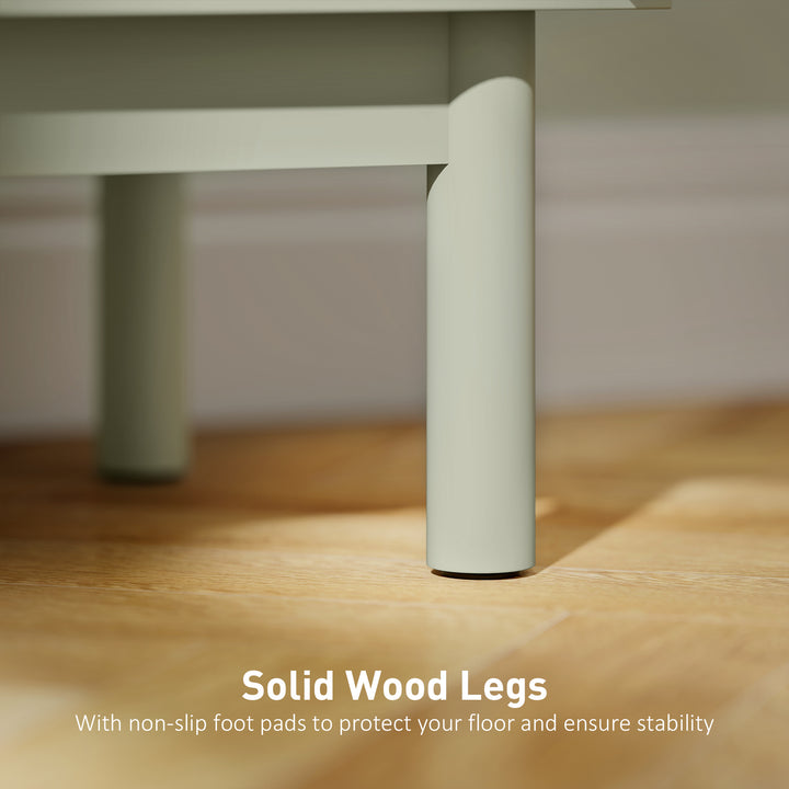 Rattan Bedside Table for Bedroom - Light Green