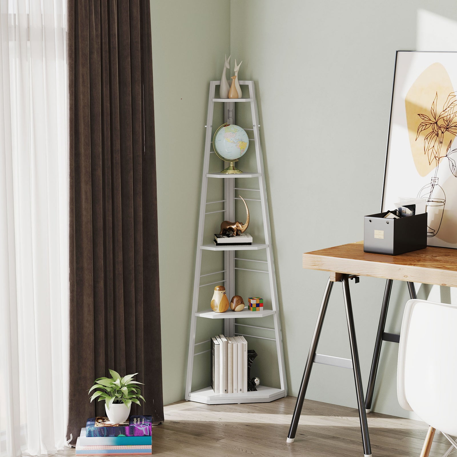 Five-Tier Corner Shelf - White