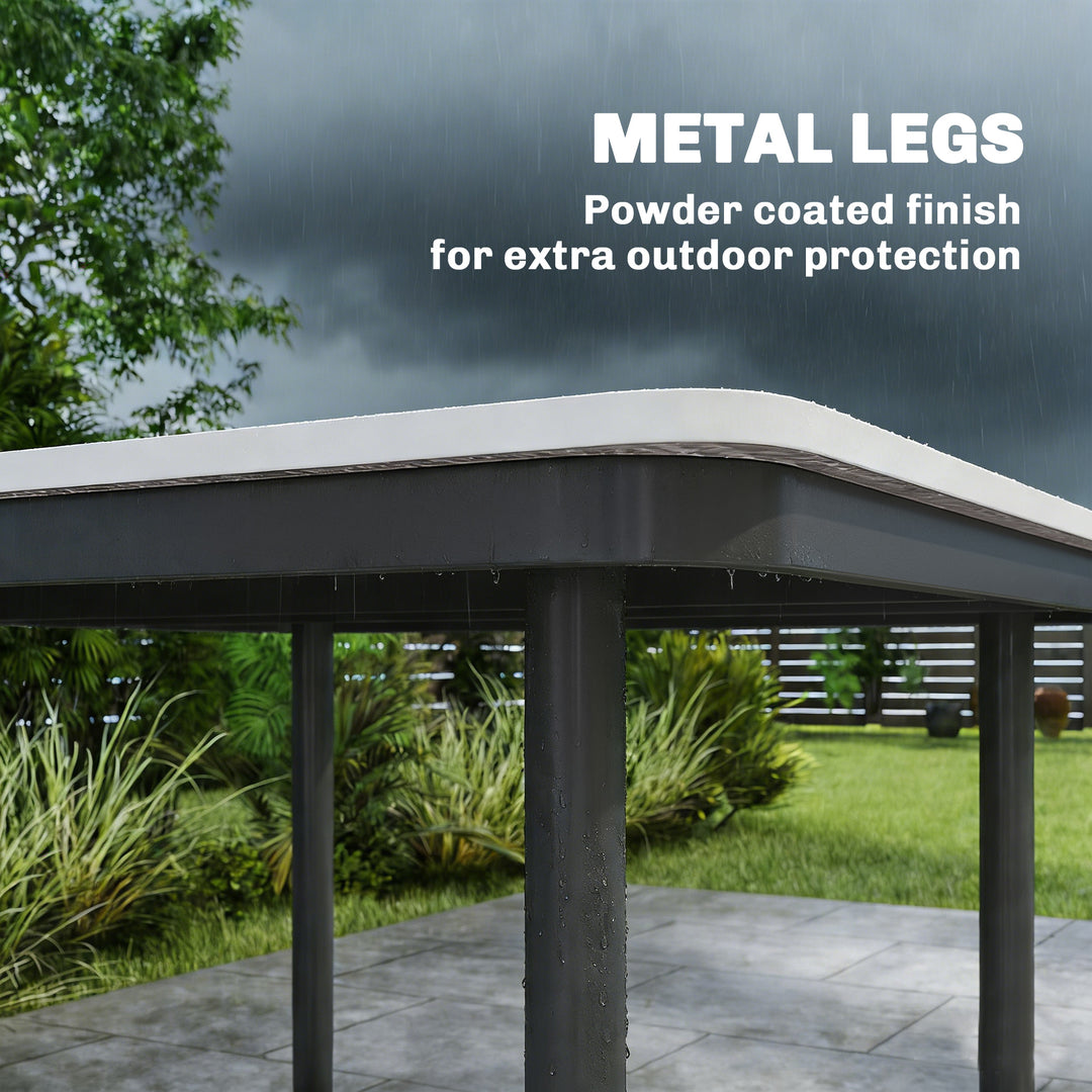 Garden Dining Table for 4, 85 cm Square Outdoor Table with Umbrella Ho