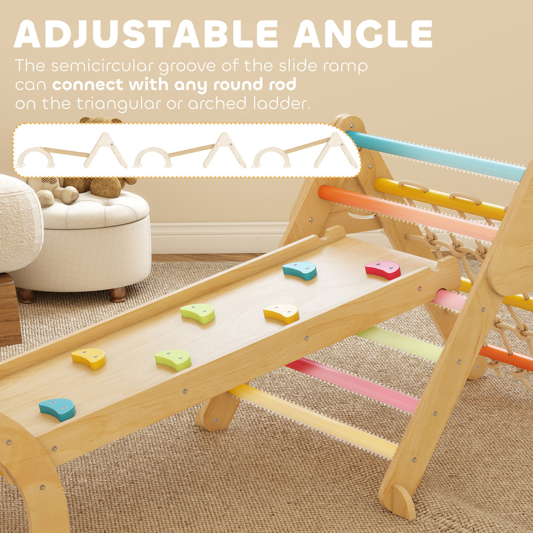 8-in-1 Toddler Climbing Frame, Indoor Play Triangle Set with Slide, Arch and Triangle Ladder