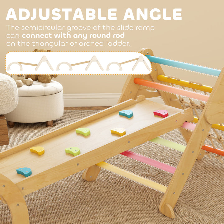 8-in-1 Toddler Climbing Frame, Indoor Play Triangle Set with Slide, Arch and Triangle Ladder
