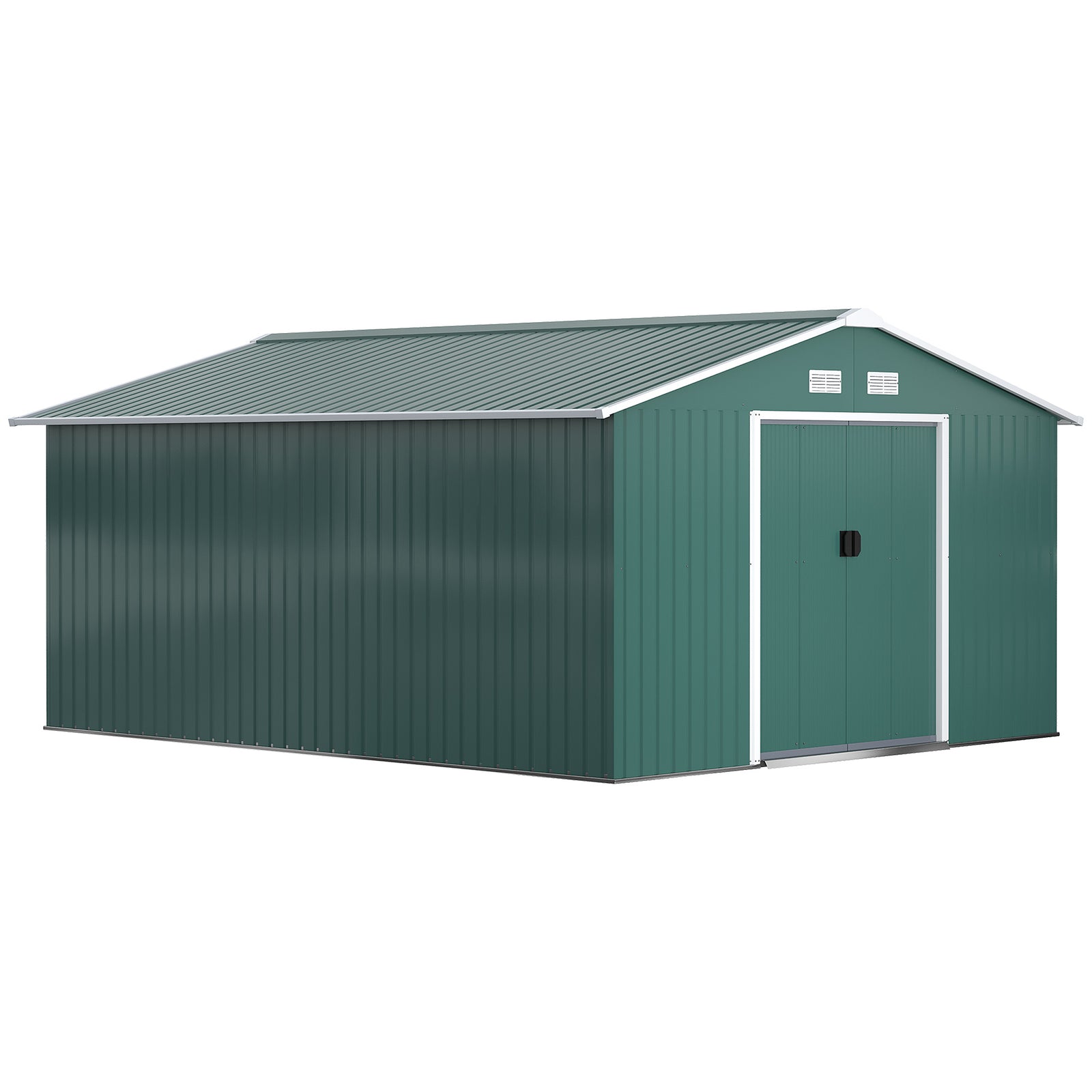 12.5 x 11.1ft Steel Sliding Door Storage Shed - Green