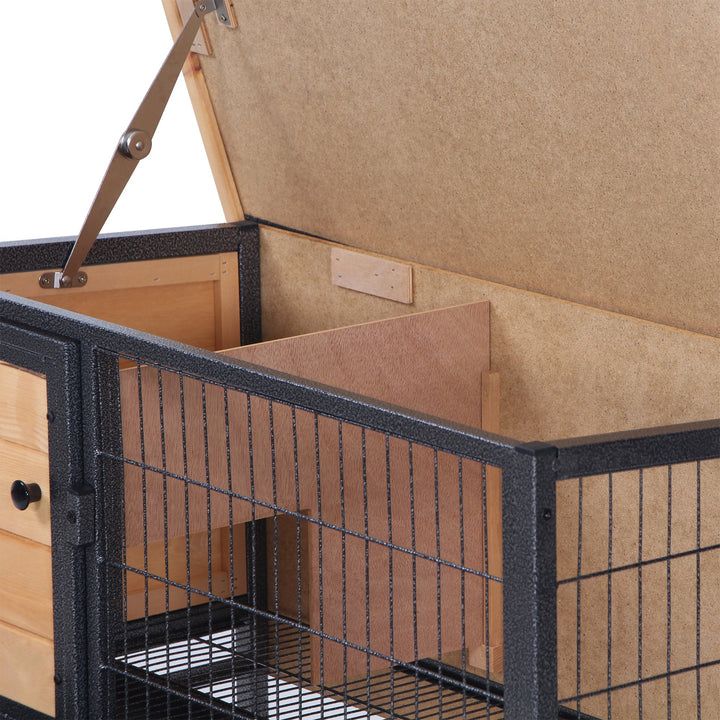 Wooden Guinea Pigs Hutches Elevated Pet House Bunny with Slide-Out Tray Outdoor Natural