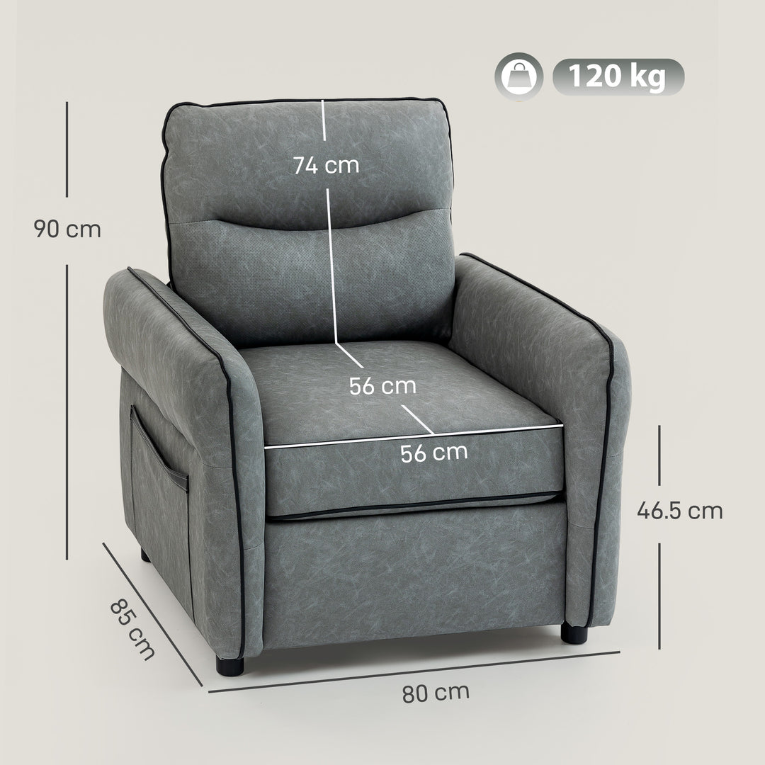 Accent Chair, Faux Leather Armchair - Grey