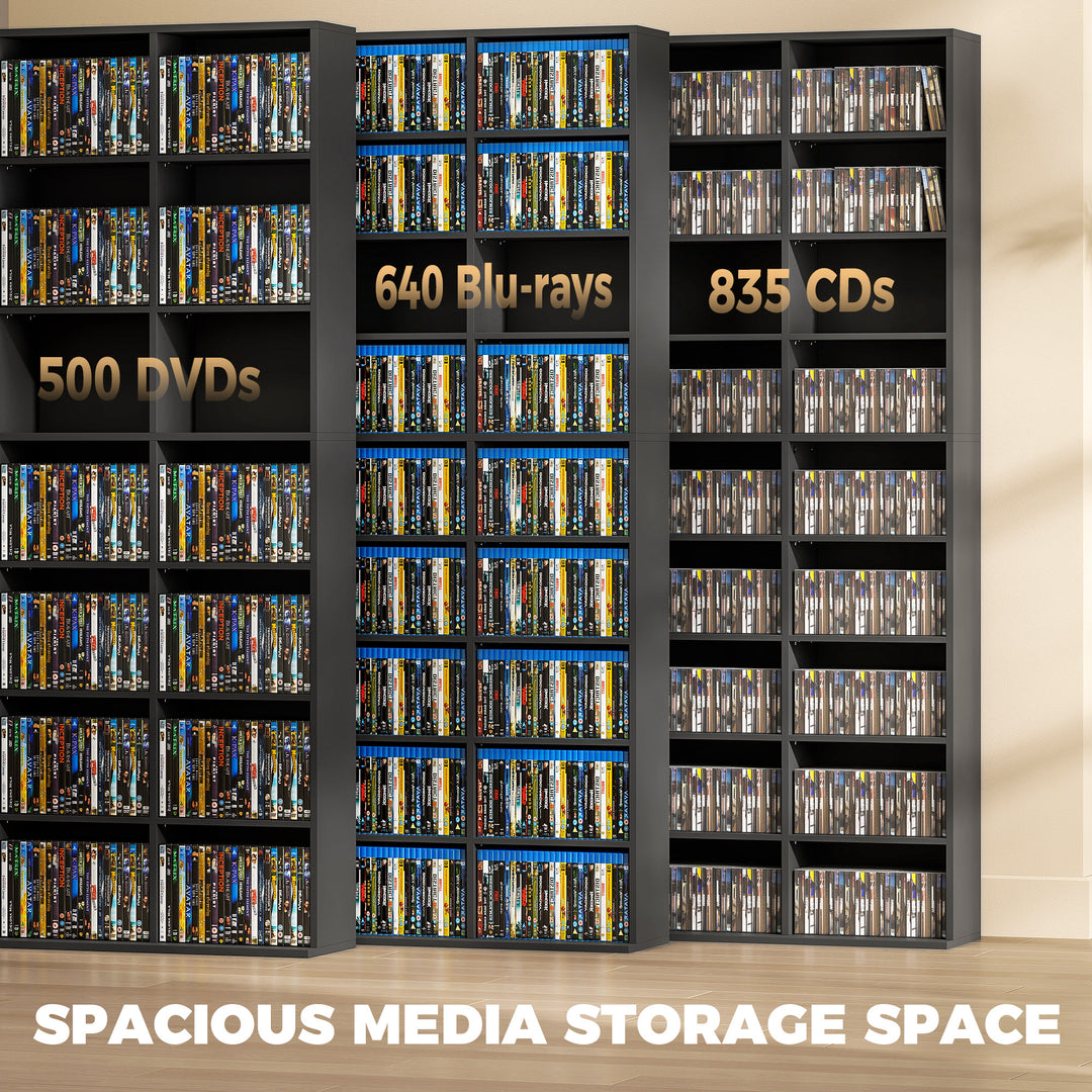 835 CD/500 DVD Storage Unit, Blu-ray Media Storage Shelf with 27 Compa
