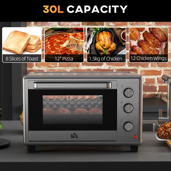 30L 60-230℃ Mini Electric Oven, with Accessories - Silver Tone