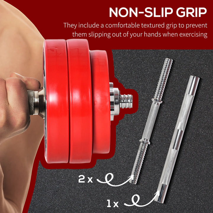 30KGS 2-In-1 Dumbbell & Barbell Adjustable Set Strength Muscle Exercise Fitness Plate Bar Clamp Rod Home Gym Sports Area