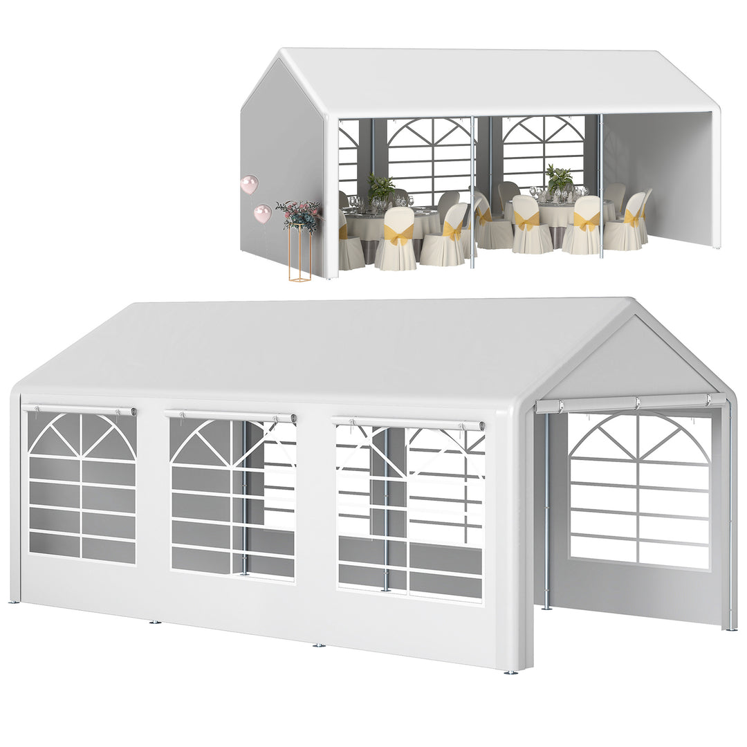 MCL 6m x 3m Garden Gazebo Marquee Wedding Shelter Level 4 Wind Protection, White