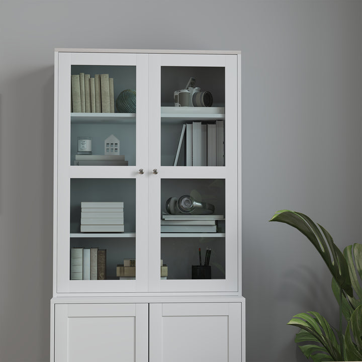 HOMCOM Double Storage Display Cabinet - White