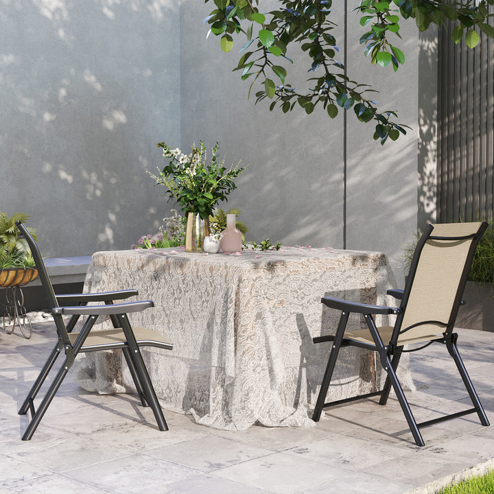 Set of Two Folding Outdoor Chairs - Brown/Black