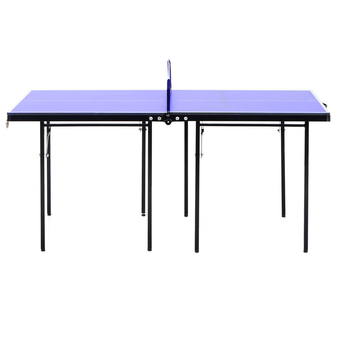 Folding 5ft Mini Compact Table Tennis Top Ping Pong Table Set Professional Net Games Sports Training Play Blue