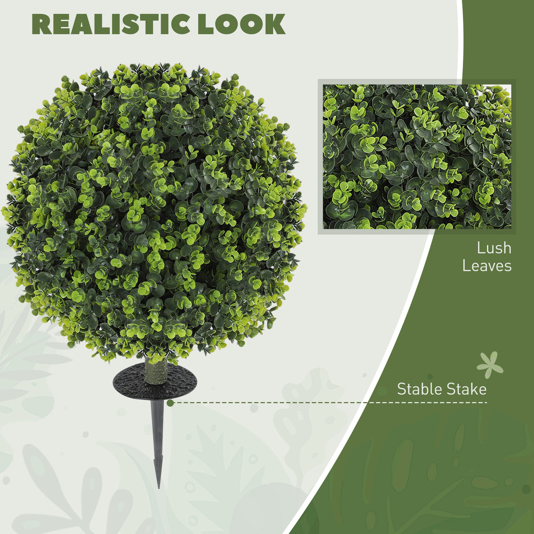 Set of 2 40 cm Artificial Boxwood Topiary Ball Bush with Integrated - view 4