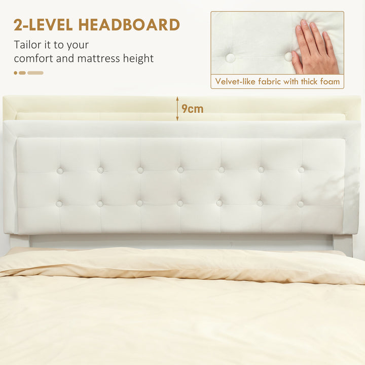 4ft6 Double Ottoman Bed Frame, with Front Drawer - Cream