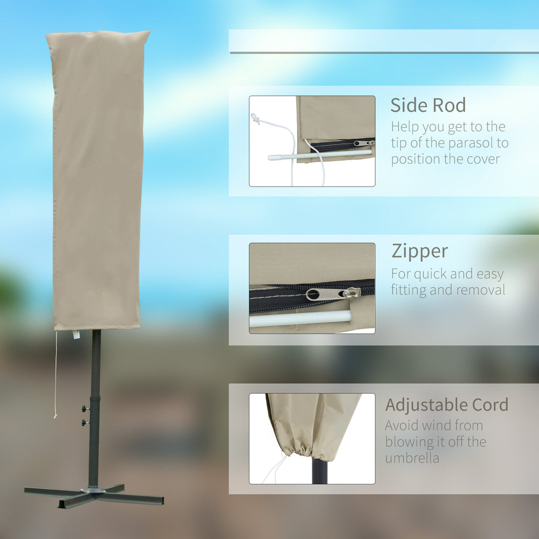 Outdoor Cantilever Umbrella Cover with Rod, Zipper, Khaki