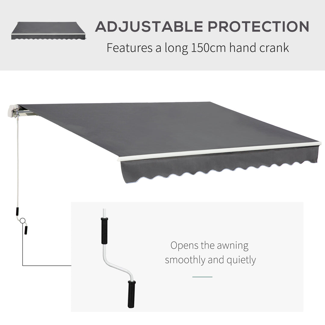 4x2.5m Manual Awning Window Door Sun Weather Shade w/ Handle Grey