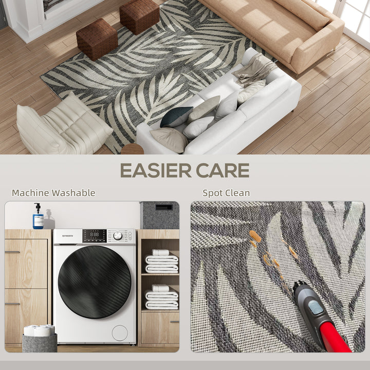 UV Resistant Indoor & Outdoor Area Rug, Easy-Cleaning Machine Washable Rug for Patio, Garden, Kitchen, Bathroom or Living Room, 230 x 160 cm, Grey