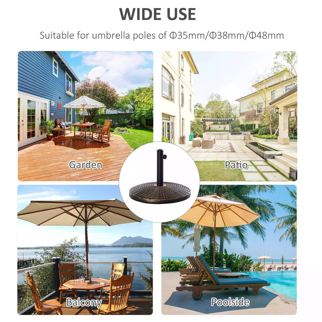 Outsunny Patio Parasol Base: Weighted 25kg Stand for Outdoor Umbrellas, Weather-Resistant, Jet Black | Aosom UK