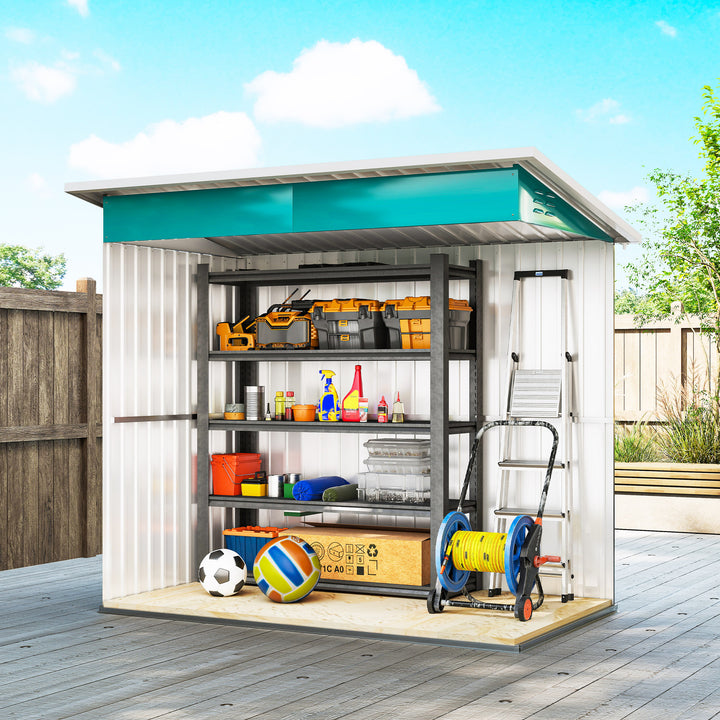 7 x 4ft Galvanised Steel Garden Shed, with Lock and Gloves - Green