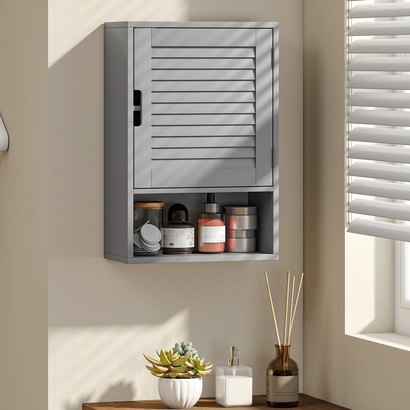 Bathroom Cabinet, Wall Mounted Storage Cabinet with Adjustable Shelves