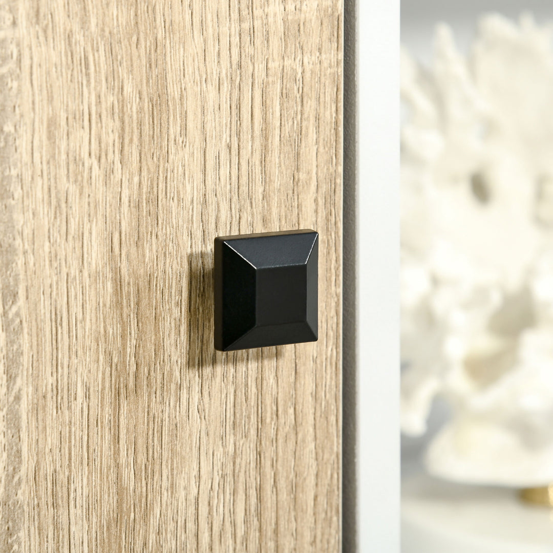 MCL Storage Cabinet, Bookcase, Display Shelf with 6 Storage Cubes & Doors for Dining Room, Living Room, Natural