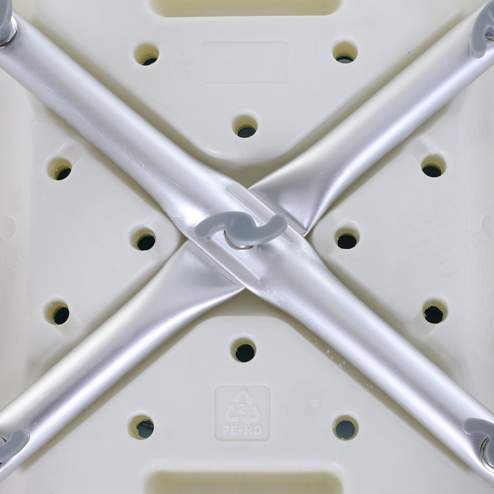 6-Level Height Adjustable Aluminium Bath Room Stool Chair Shower Non-Slip Design w/ Padded Seat Drainage Holes Foot Pad, Blue