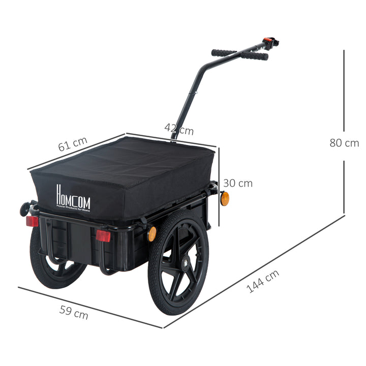 HOMCOM Bicycle Trailer Cargo Jogger Luggage Storage Stroller with Towing Bar - Black