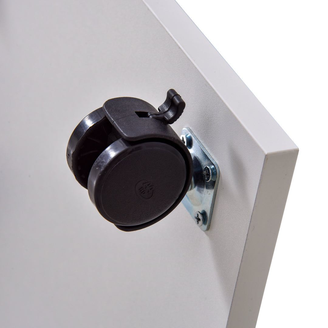 MCL C-Shape End Table Unique Storage Unit w/ 2 Shelves 4 Wheels Freestanding Home Furniture Cabinet Square White