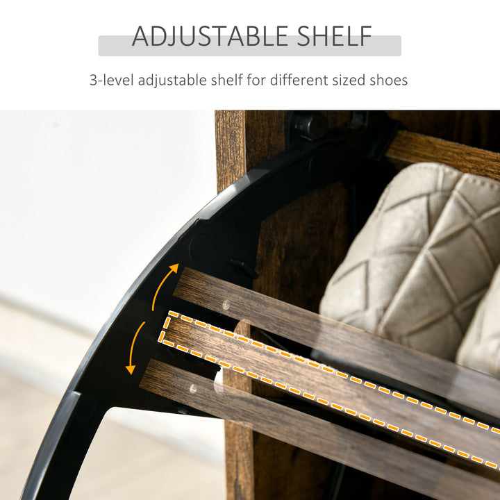 MCL Industrial Shoe Cabinet with 3 Flip Drawers, Narrow Shoe Storage Cabinet for 18 Pairs, Freestanding Slim Shoe Storage Organiser for Entryway, Hallway, Rustic Brown