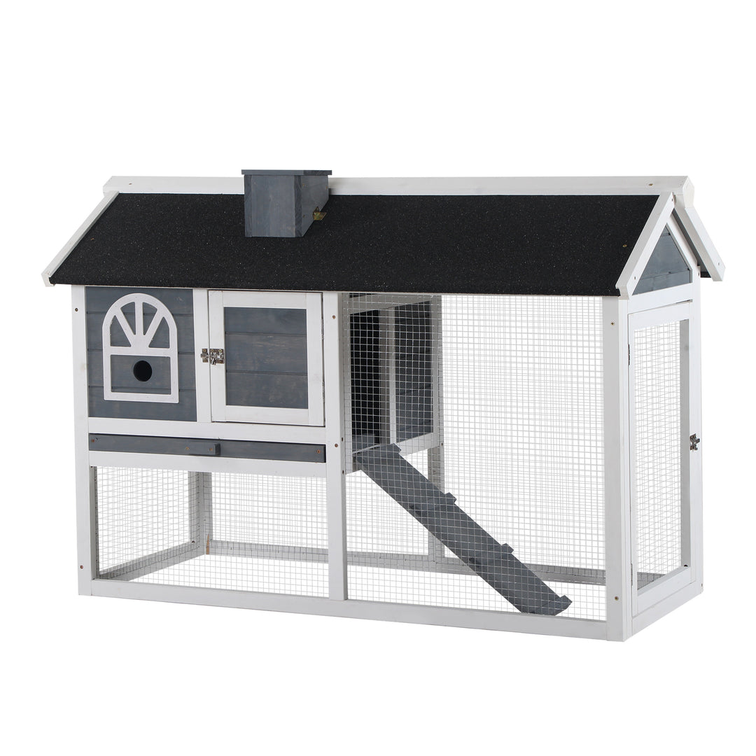 Guinea Pigs Hutches Wood Bunny Cage for Outdoor Indoor w/ Pull Out Tray Run Box Ramp