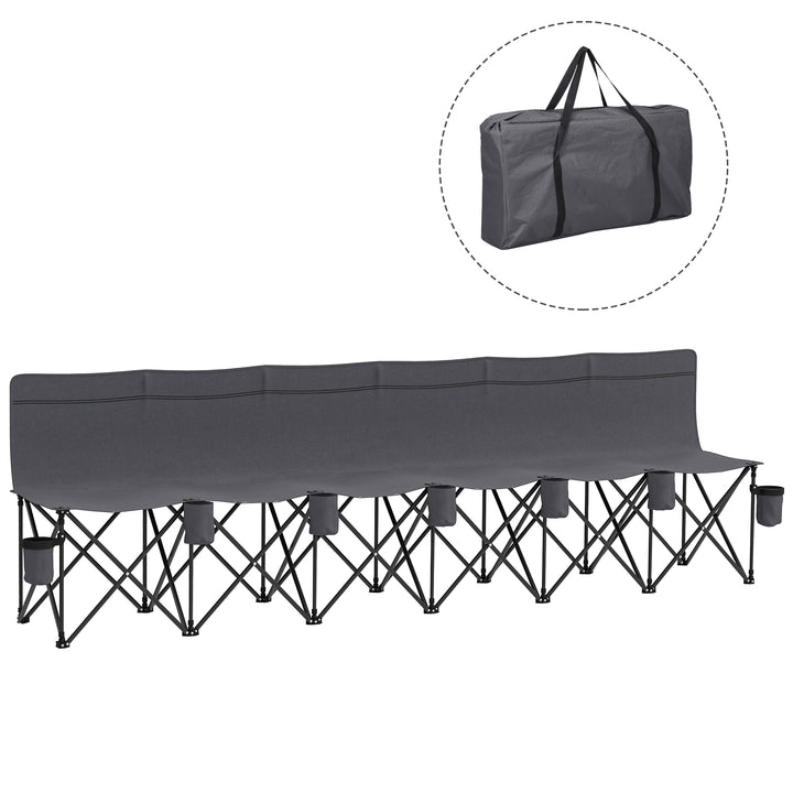6 Seater Folding Camping Chair with Cup Holder & Carry Bag - Charcoal Grey