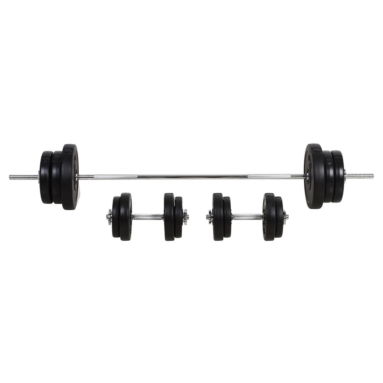 Dumbbell and Barbell Set with 65kg Adjustable Barbell Weights Set, for Home Gym - Black