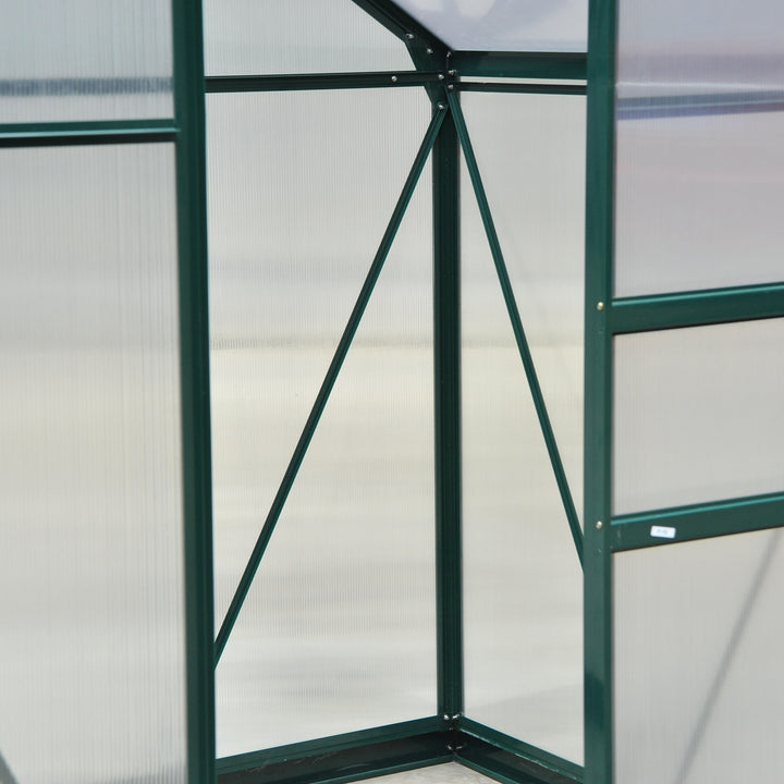 6 x 4ft Polycarbonate Greenhouse, Large Walk-In Green House with Slide Door and Window, Garden Plants Grow House with Aluminium Frame and Foundation, Dark Green