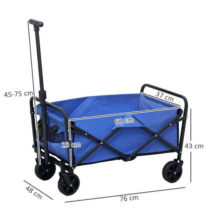 62L Festival Trolley on Wheels, Garden Folding Trolley Cart, 120kg Heavy Duty Collapsible Folding Wagon with Adjustable Handle and Carrying Bag for Beach, Camping, Festival, Blue