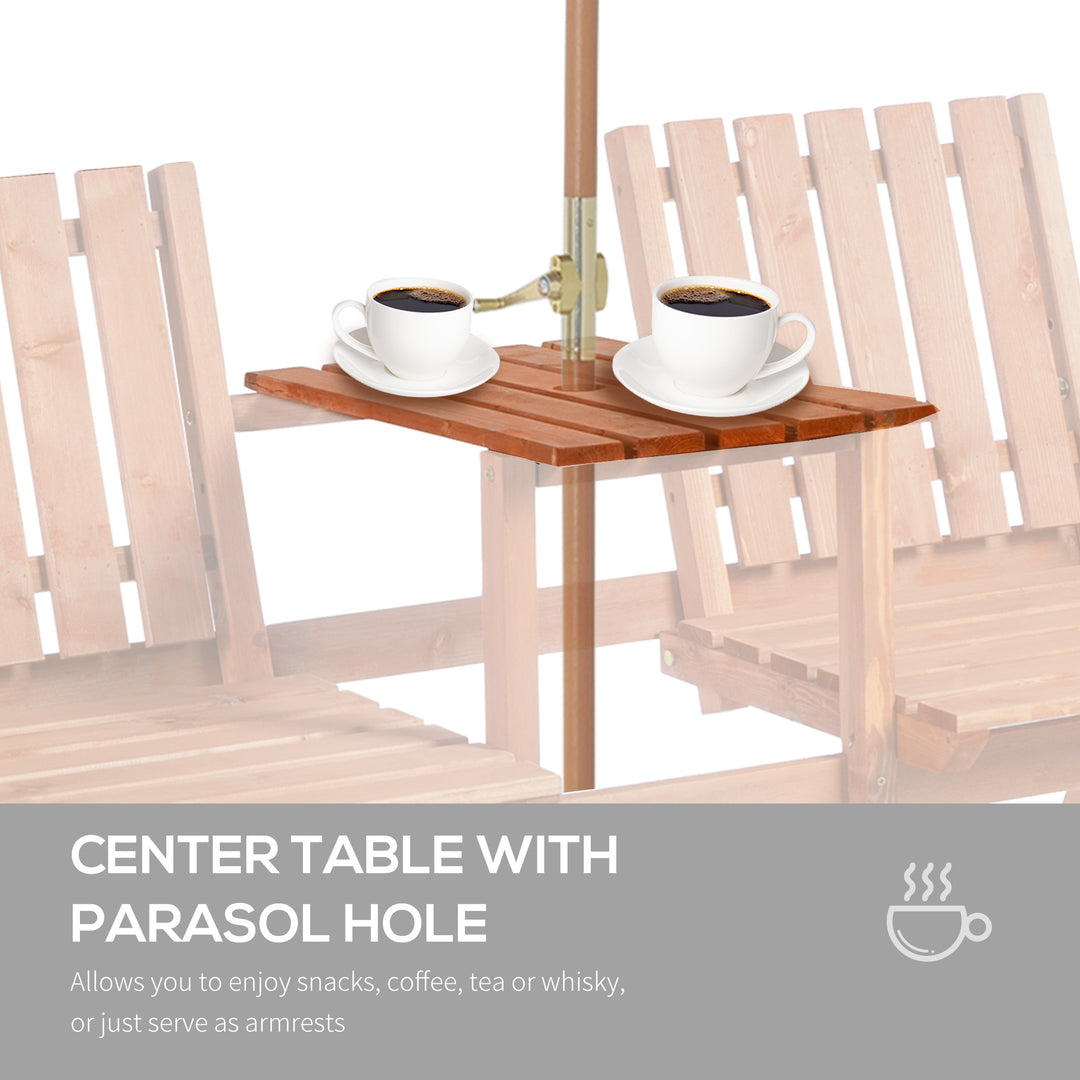2-Seater Fir Wood Bench w/ Centre Table