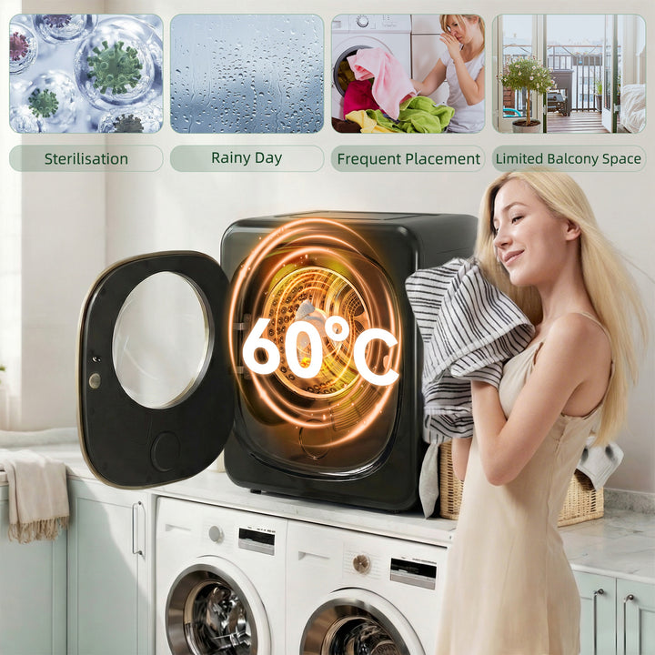 4kg Vented Tumble Dryer with 5 Drying Mode, 800W Compact Freestanding 