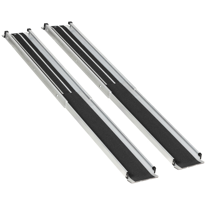 HOMCOM 2PCS Telescopic Wheelchair Ramps, 183L x 19.5Wcm, 270kg, Folding Aluminium Door Threshold Ramps for Home, Mobility Scooters, Doorways, Steps, Stairs, with Non-slip Surface, Carrying Bag