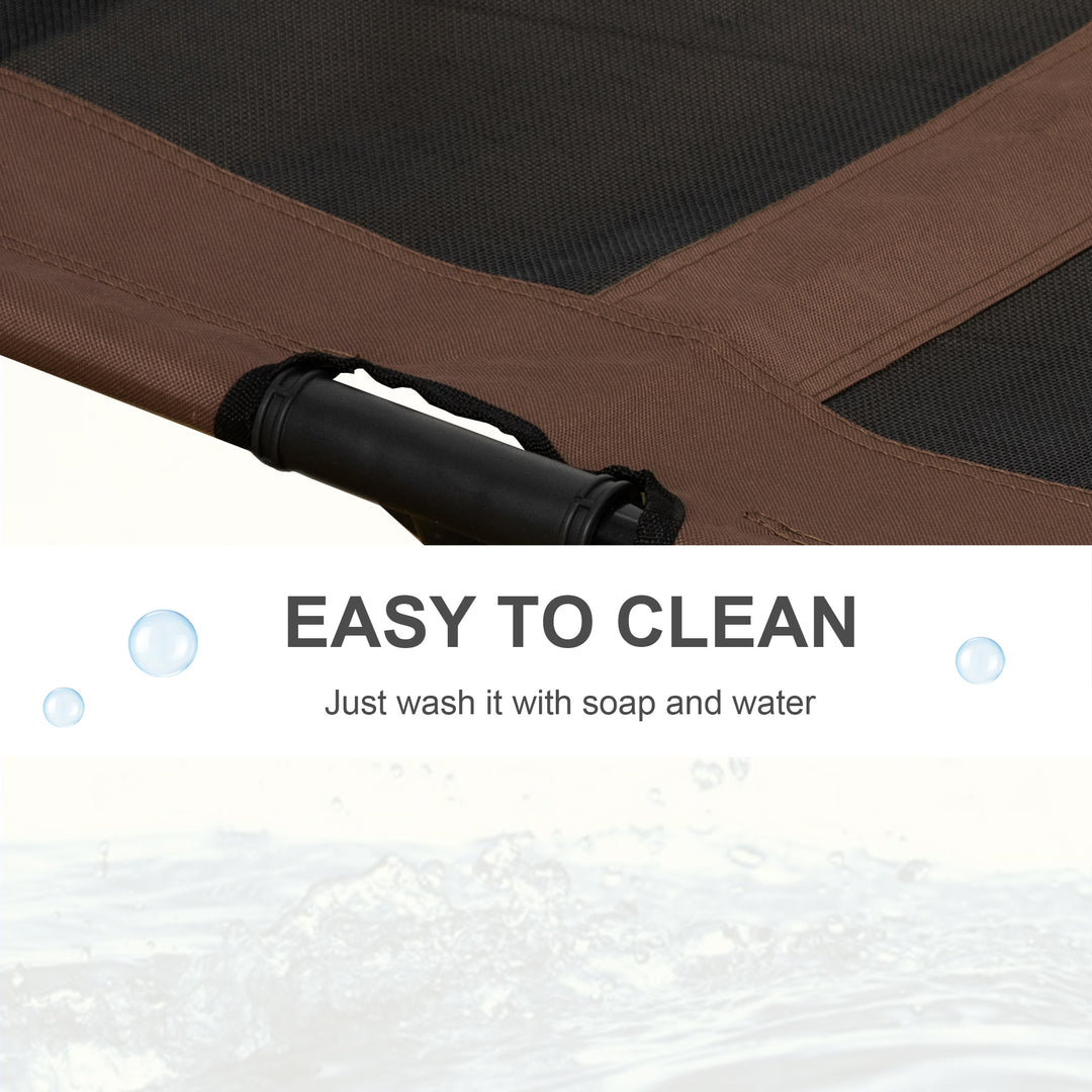 MCL Large Raised Dog Bed Cat Elevated Lifted Cooling Portable Camping Basket Outdoor Indoor Mesh Pet Cot Metal Frame Brown