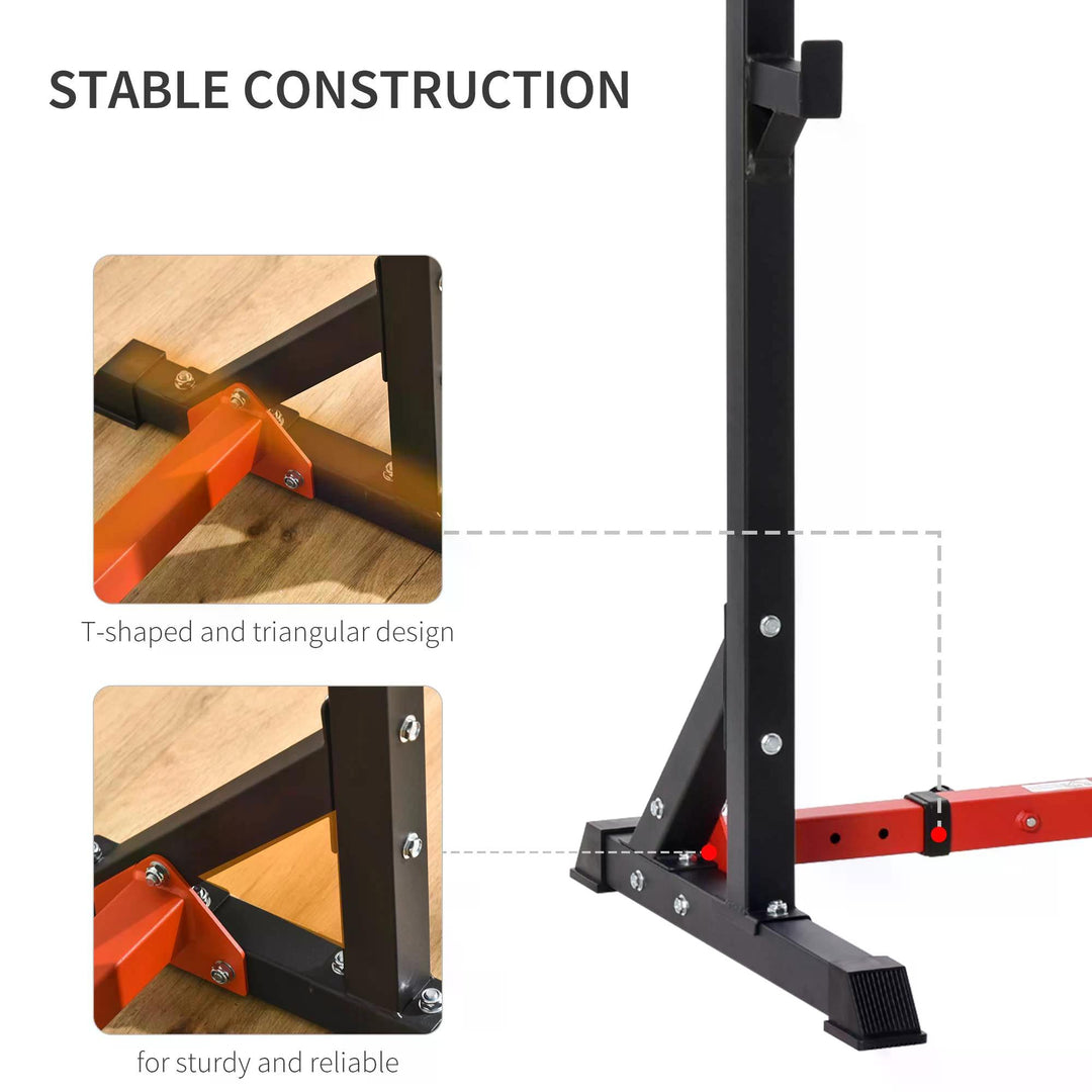 HOMCOM Barbell Rack Squat Dip Stand Weight Lifting Bench Press Home Gym Adjustable Multi-Use Station Fitness Workout Equ | Aosom UK