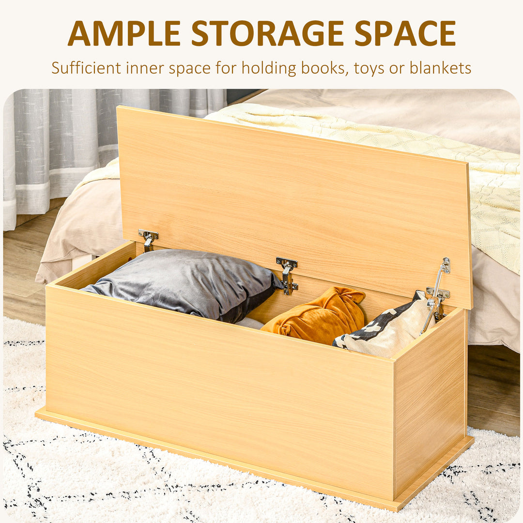 113L Storage Chest, Storage Box with Flip-Top Lid and 2 Safety Hinges, Storage Trunk for Living Room, Entryway, 100 x 40 x 40 cm, Burlywood