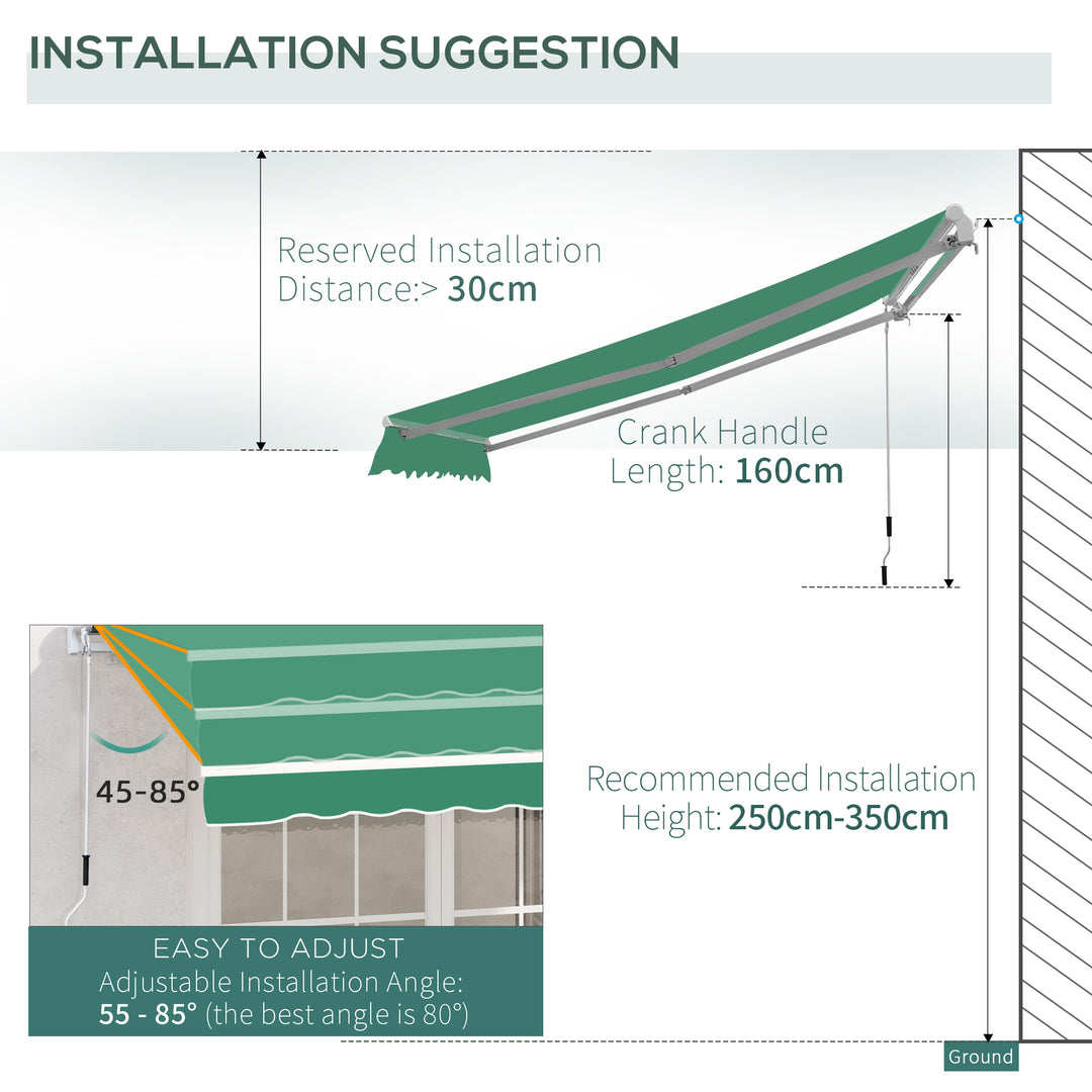 Manual Retractable Awning, size (4m x3m)-Green