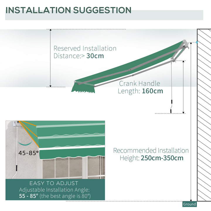 Manual Retractable Awning, size (4m x3m)-Green